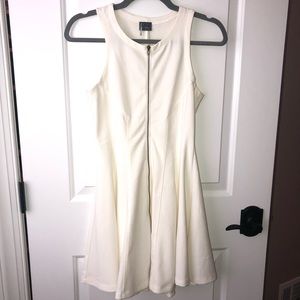 Cream Racerback Skater Mini Dress with Zip